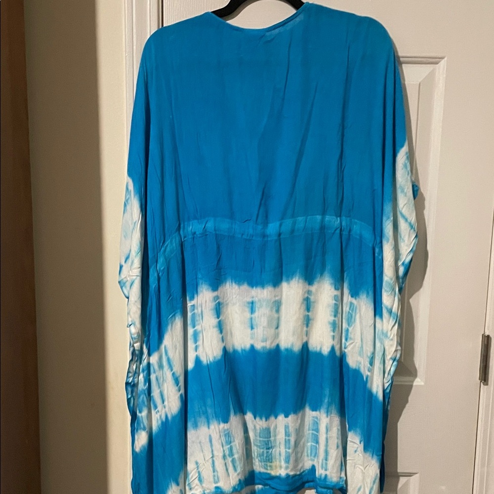 Blue and White Tie-Dye Swim Coverup - Picture 3 of 5